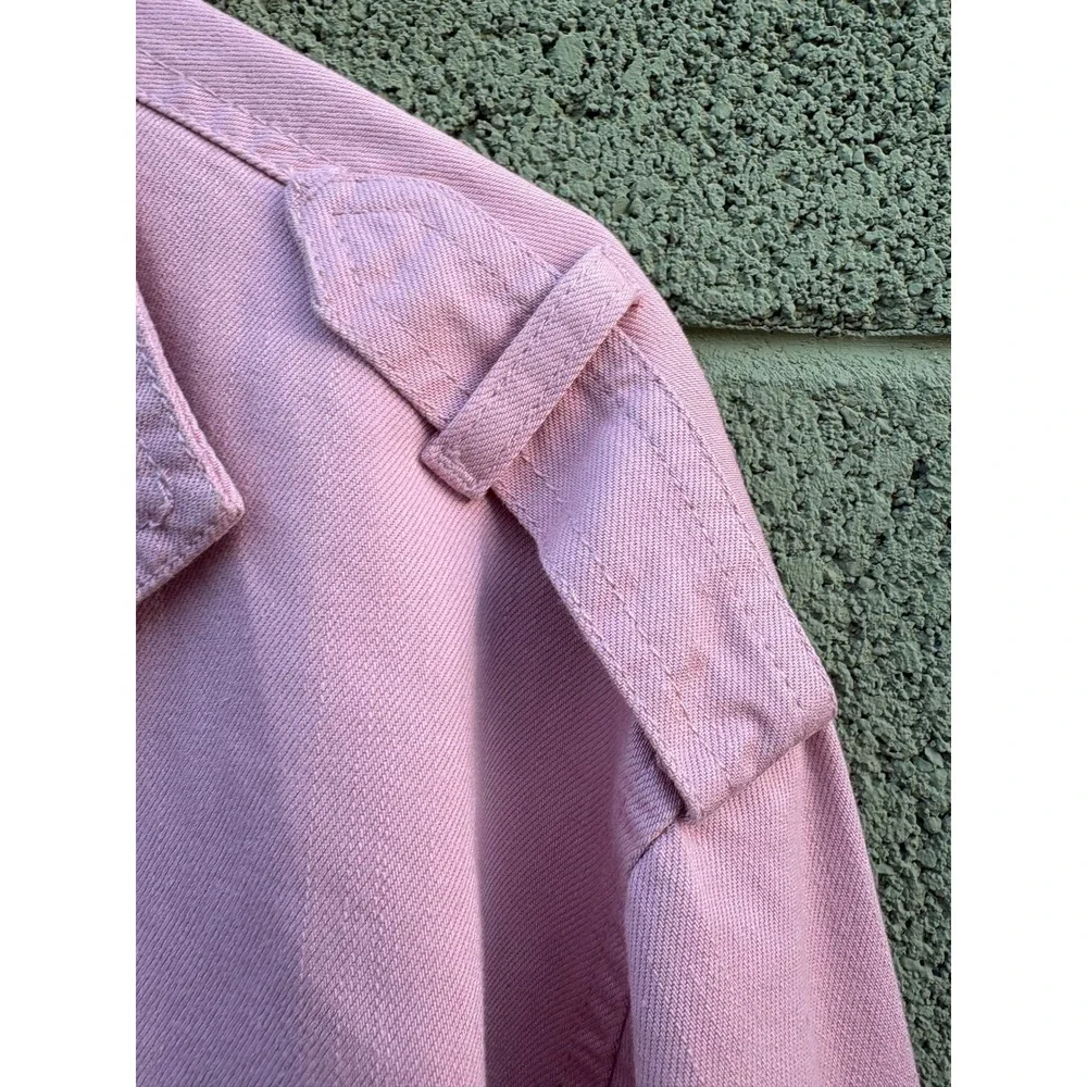Dip Womens Pink Utility Jacket Snap Front Drawstring Waist Mauve Denim Medium - Picture 7 of 13